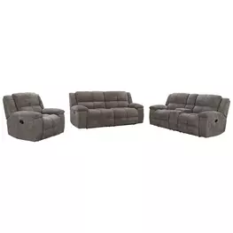 Branton Cabot Stone Manual Reclining Living Room Set with USB Charging
