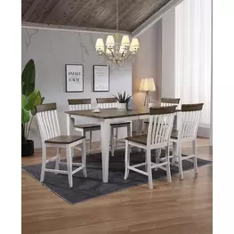 Ashford White and Brown Rectangular Extendable Counter Height Dining Room Set