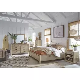 Sunset Cove Sanibel Brown and Cream Upholstered Panel Bedroom Set