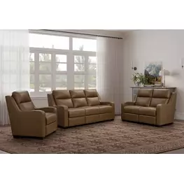 Ayden Hillwood Toffee Leather Power Reclining Living Room Set with Power Lumbar and USB Charging