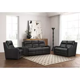 Ayden Elway Dark Gray Leather Power Reclining Living Room Set with Power Headrest and Power Lumbar
