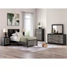 Jonnifer Black and Gray Youth Panel Bookcase Bedroom Set