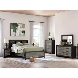 Jonnifer Black and Gray Panel Bookcase Bedroom Set