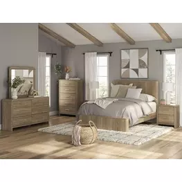 Dovander Warm Natural Brown Platform Bedroom Set
