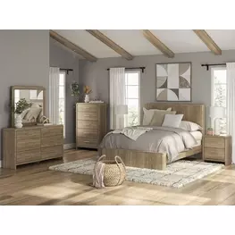 Dovander Warm Natural Brown Panel Bedroom Set