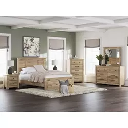 Fenderport Tan Panel Bedroom Set with Storage Footboard