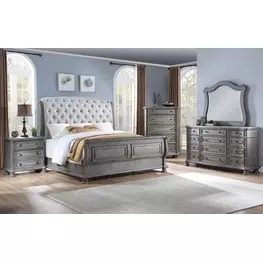 B01623 Gray Upholstered Sleigh Bedroom Set