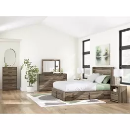 Baystorm Brown Storage Panel Bedroom Set with LED