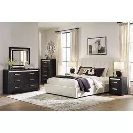 Shoralli Beige Upholstered Storage Panel Bedroom Set