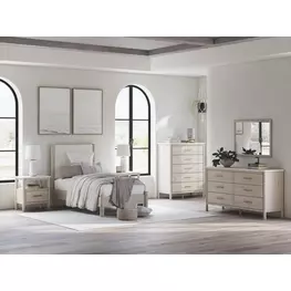 Cadmori Tan And White Youth Panel Upholstered Bedroom Set
