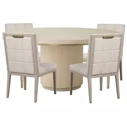 Carino Sand Cerused and Gold Round Dining Room Set