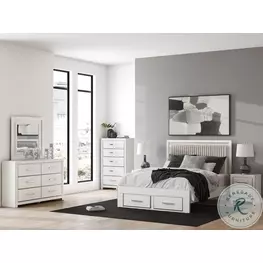 Ravalori White Upholstered Panel Storage Bedroom Set