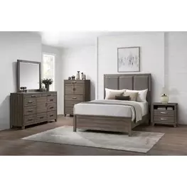 Harrisburg Gray and Brown Upholstered Panel Bedroom Set