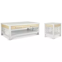 Miramar Sand and Stark White Rectangular Occasional Table Set with Casters