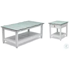 Garden Gate Distressed Bleu and White Rectangular Ocassional Table Set