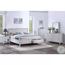 Lakeside Distressed White Storage Bedroom Set