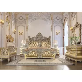 Seville Gold Upholstered Panel Bedroom Set