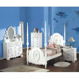 Flora White Youth Poster Bedroom Set