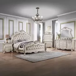 Bently Champagne Upholstered Panel Bedroom Set