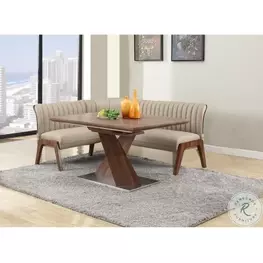 Bethany Walnut Extendable Dining Room Set  with Nook Bench