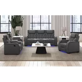Tundra Simba Slate Motion Reclining Living Room Set with Wireless Charger and LED
