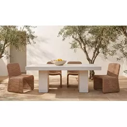 Antonius Terrazzo Outdoor Rectangular Concrete Top Dining Room Set