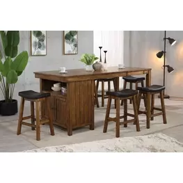 Brigantine Distressed Walnut Extendable Rectangular Counter Height Kitchen Island Set