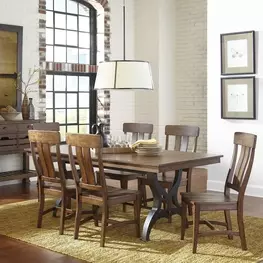 District Copper and Black Extendable Rectangular Dining Room Set