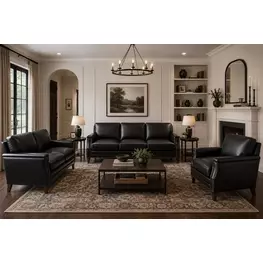 Camden Black Leather Living Room Set