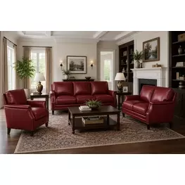 Camden Cranberry Leather Living Room Set