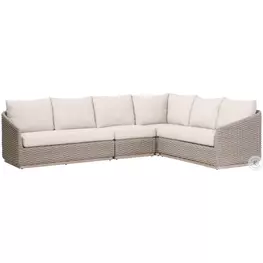 Caspian Ecru Weave Outdoor Performance Fabric Sectional