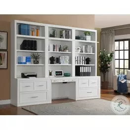 Norwalk Cottage White 6 Piece Workspace Library Wall