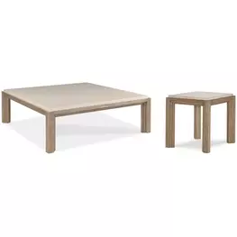 Monterey Hawthorne Light and Beige Square Travertine Top Occasional Table Set