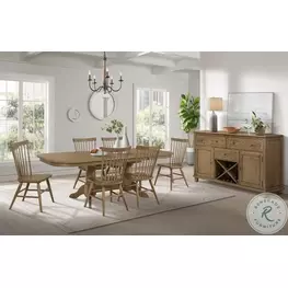 Colonial Oak Weathered Chestnut Trestle Extendable Dining Room Set