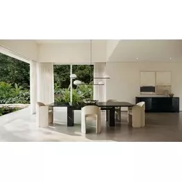 Overlap Piano Black and Nero Marquina Rectangular Dining Room Set