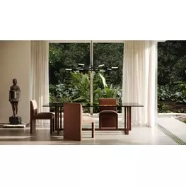 Wish You Were Here New Natural Walnut and Smoked Bronze Glass Top 84" Rectangular Dining Room Set