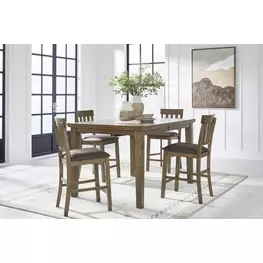 Broxtyn Light Brown Extendable Rectangular Counter Height Dining Room Set