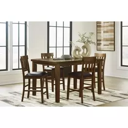 Ralene Medium Brown Extendable Rectangular Counter Height Dining Room Set