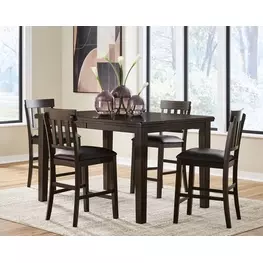Haddigan Dark Brown Extendable Rectangular Counter Height Dining Room Set