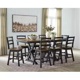 Wildenauer Deep Brown and Satin Black Extendable Rectangular Counter Height Dining Room Set