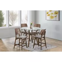 Oscar Walnut Round Glass Counter Height Room Set