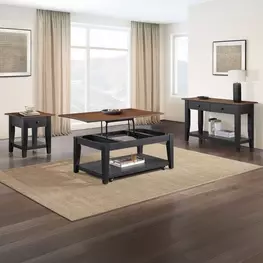 Joplin Black and Brown Rectangular Lift Top Occasional Table Set