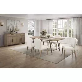 Elements Toffee Asymmetrical Stone Slab Dining Room Set