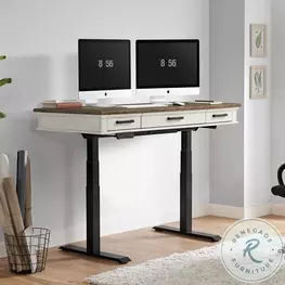 Drake Rustic White and French Oak Adjustable Height Lift Home Office Set