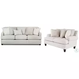 Hogan Cotton Off White Performance Fabric Track Arm Living Room Set