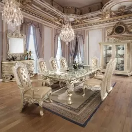 Vatican Champagne Silver Dining Room Set