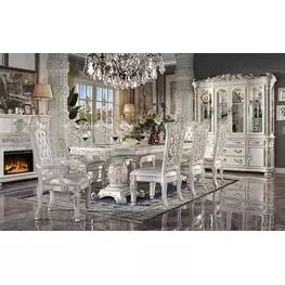 Vendome Antique Pearl 120" Extendable Rectangular Dining Room Set