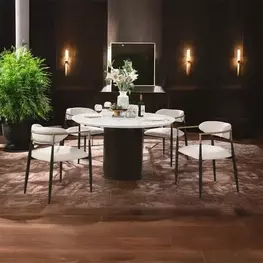 Jaramillo White and Rustic Espresso 54" Round Marble Top Dining Room Set