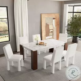 Hettie Engineered Stone and Walnut Rectangular Dining Room Set
