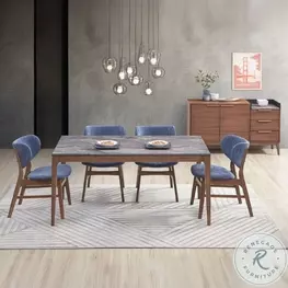 Bevis Engineered Stone and Walnut Rectangular Dining Room Set